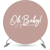 Aperturee - Round Oh Baby Pink Neon Backdrop For Gender Reveal